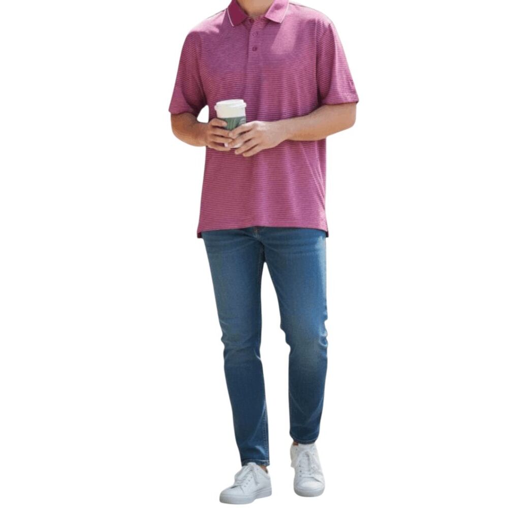 CUTTER & BUCK Virtue Eco Pique Stripe Recycled Polo Shirt Size Medium